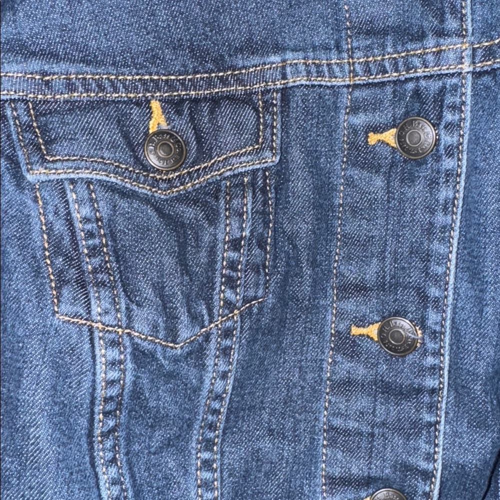 Bass Women's Small Dark Blue Denim Jacket Casual Every Day Jean Button Up Top - Picture 5 of 5